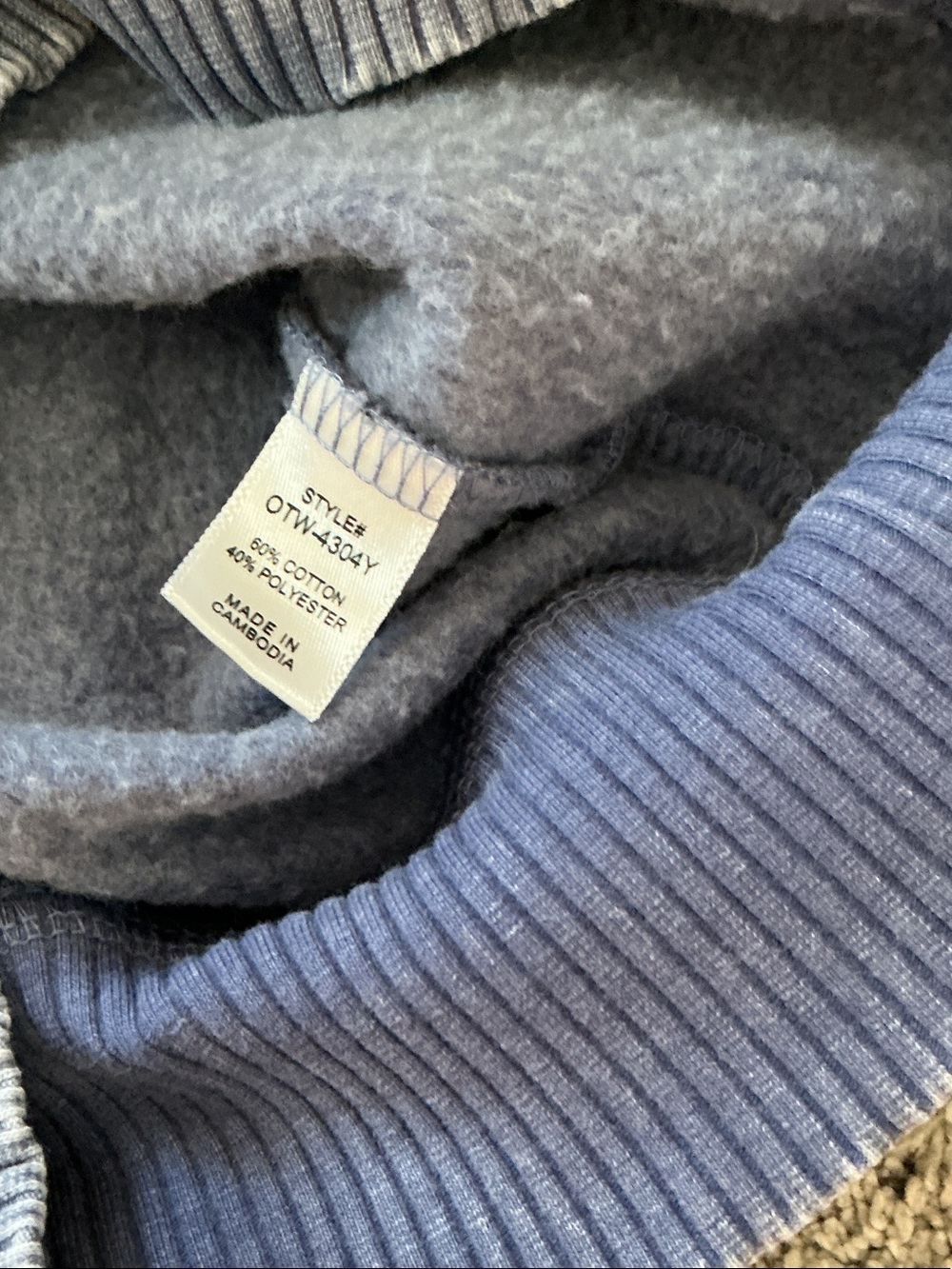 New Zenana Outfitters Washed Half-Zip Pullover ~ Blueberry - Picture 6 of 7
